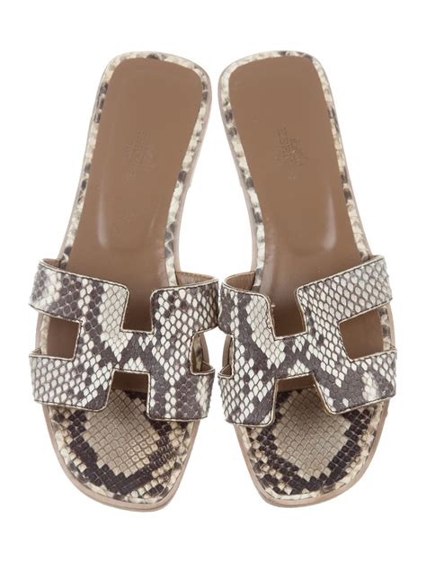 hermes flats sandals|Hermes snakeskin sandals.